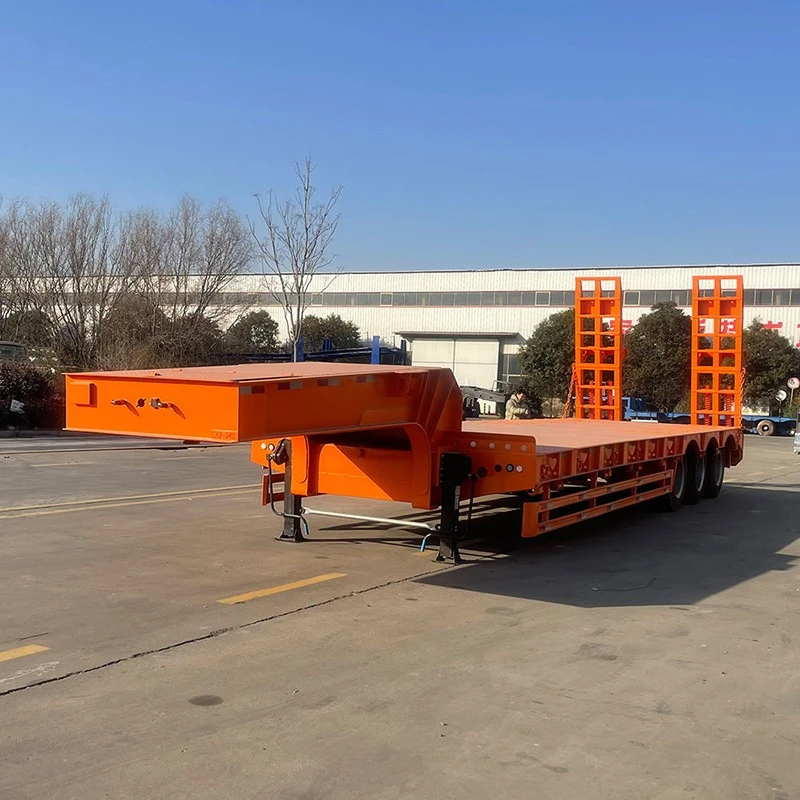 Semi-reboque Lowboy com rampa hidráulica-